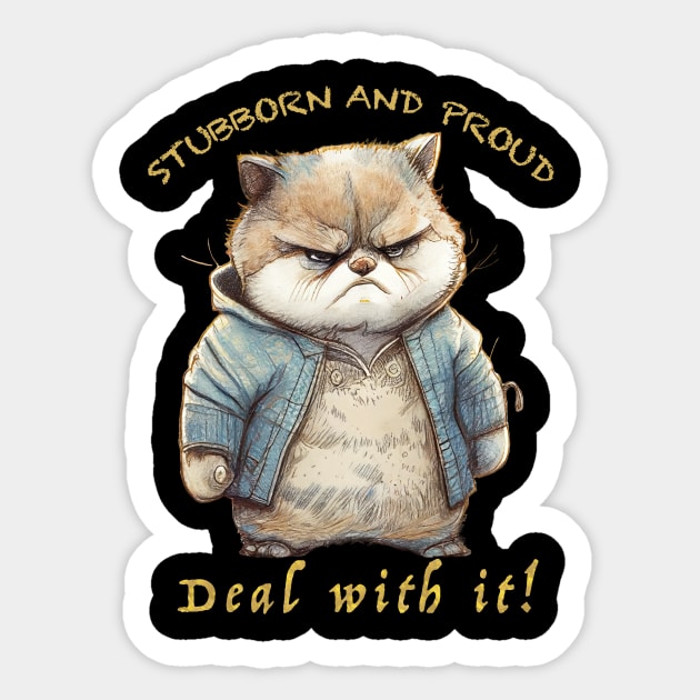 Cat Stubborn Deal With It Cute Adorable Funny Quote Sticker by Cubebox